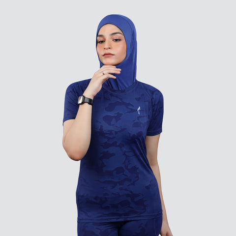Women’s Camo Activewear Breathable T-Shirts - Camo Dark Blue