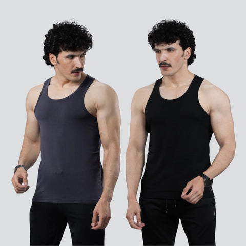 Men's Athleisure Tank Tops Sleeveless T-Shirts For Workout - Pack of 2