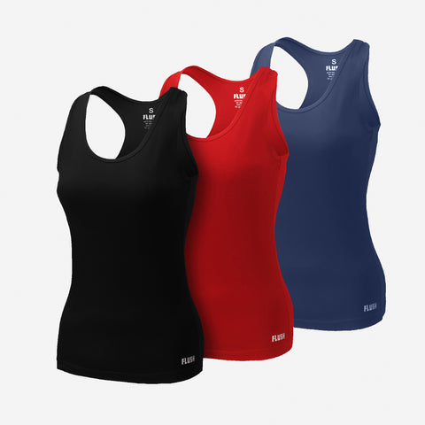 Women's Tank Top Ribbed Yoga Racerback Long Tight Fit Gym Shirt - Pack of 3