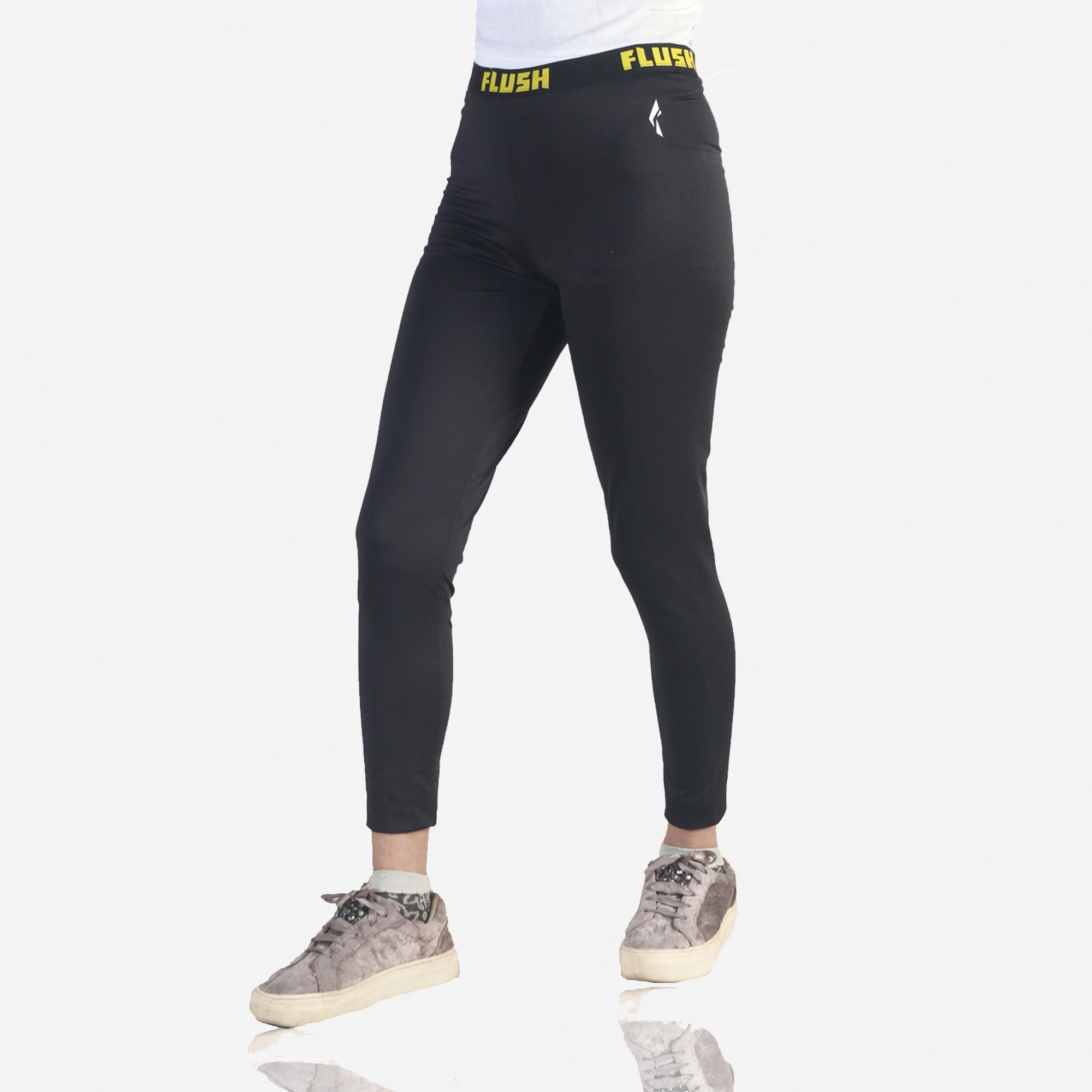 Women’s Base Layer Workout Athletic Leggings With Strip - Black