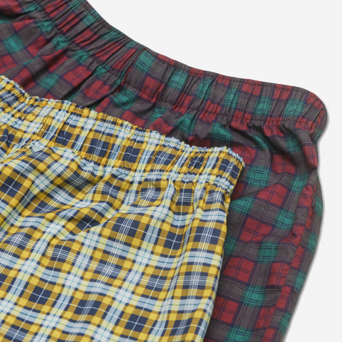 Men's 100% Cotton Boxer Shorts Waistband Check Print Yellow