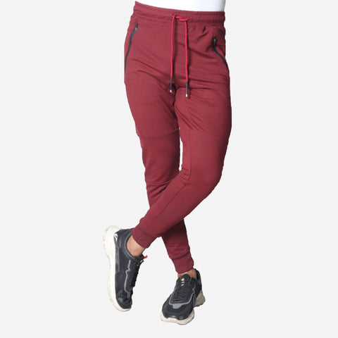 French Terry Trousers For Sports Casual Fitness Jogging - Maroon